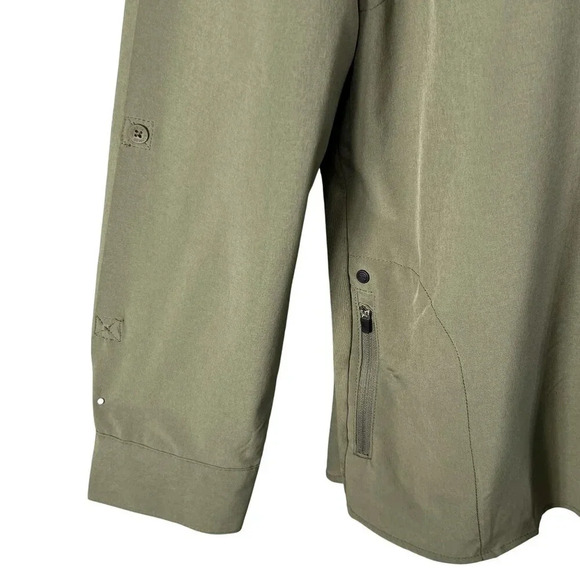 Wrangler All Terrain Gear NWT Mens XXL Olive Mixed Material Shirt Hidden Pockets - Picture 5 of 16